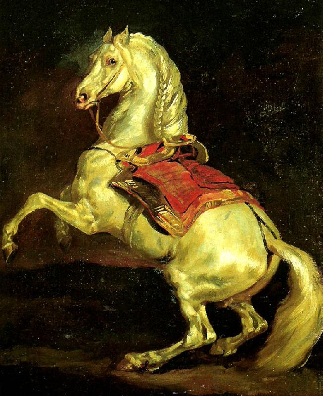 Theodore   Gericault cheval cabre, dit tamerlan France oil painting art